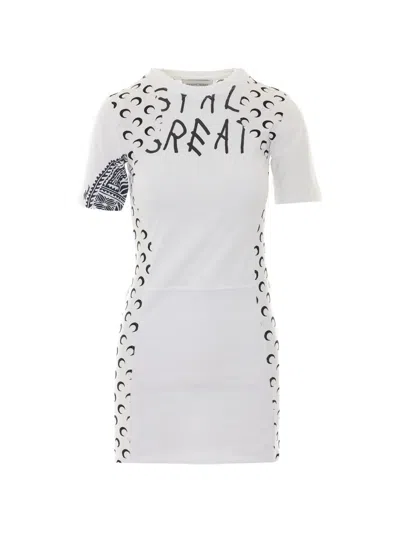 Marine Serre Crescent Moon-print Mini Dress In White