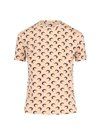 Marine Serre Moon T-shirt In Beige