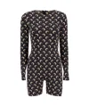 Marine Serre Celestial Pattern Long Sleeve Short Jumpsuit In Black