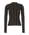 Marine Serre Crescent Print Turtleneck Long-sleeve Top In Black