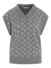 Marine Serre Knitted Vest Featuring Embroidered Pattern In Gray