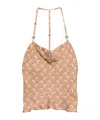 Marine Serre Moon Satin Strap Top - Made In Romania In Nude