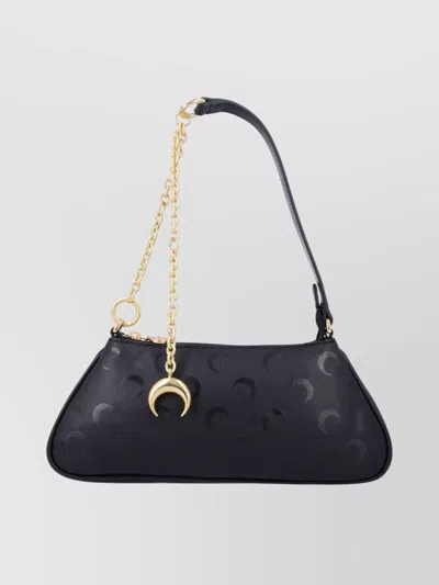 Marine Serre Crescent Shoulder Bag Gold Chain Strap In Black