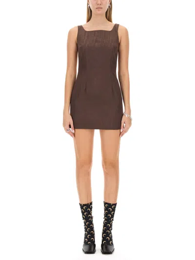 Marine Serre Crescent-moon Panelled Minidress In Brown