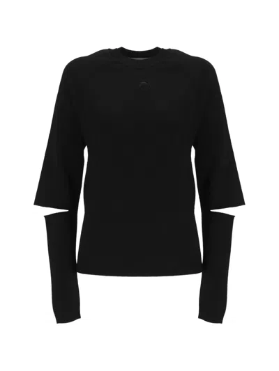 Marine Serre Crew-neck Cut-out Sweater In Black