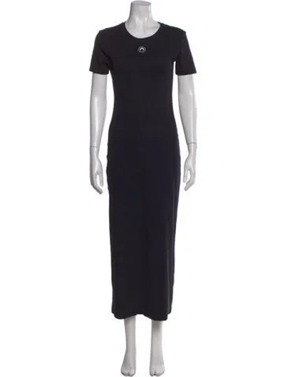Pre-owned Marine Serre Crew Neck Long Dress In Black