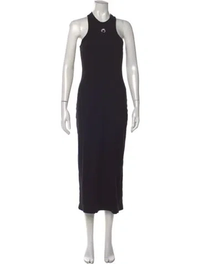 Pre-owned Marine Serre Crew Neck Long Dress In Black