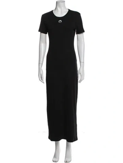 Pre-owned Marine Serre Crew Neck Long Dress In Black