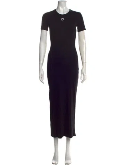 Pre-owned Marine Serre Crew Neck Long Dress In Black