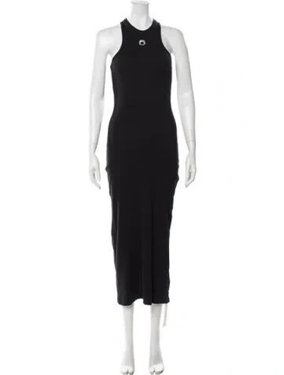 Pre-owned Marine Serre Crew Neck Long Dress In Black