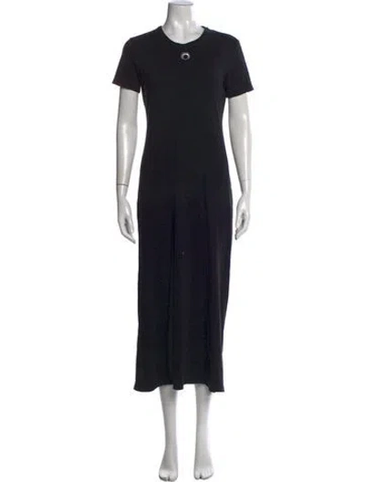 Pre-owned Marine Serre Crew Neck Long Dress In Black