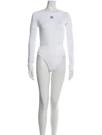 Pre-owned Marine Serre Crew Neck Long Sleeve Bodysuit In White
