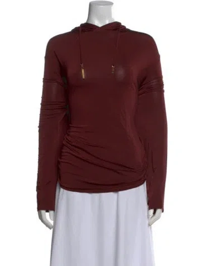 Pre-owned Marine Serre Crew Neck Long Sleeve Hoodie In Burgundy