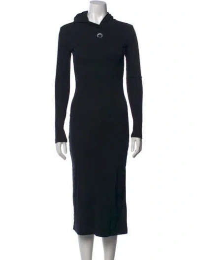 Pre-owned Marine Serre Crew Neck Midi Length Dress In Black