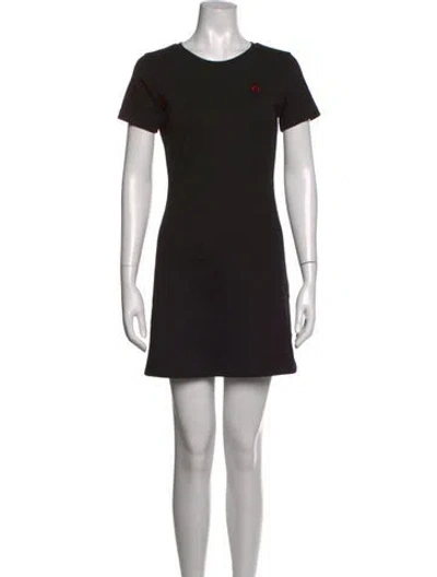 Pre-owned Marine Serre Crew Neck Mini Dress In Black