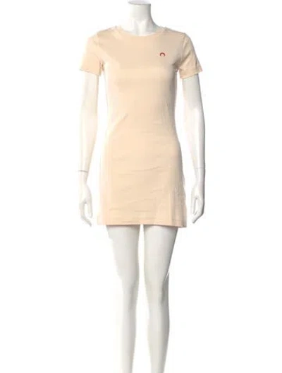 Pre-owned Marine Serre Crew Neck Mini Dress In Neutral