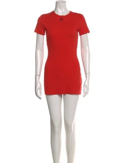 Pre-owned Marine Serre Crew Neck Mini Dress In Orange