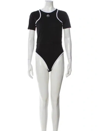 Pre-owned Marine Serre Crew Neck Short Sleeve Bodysuit In Black
