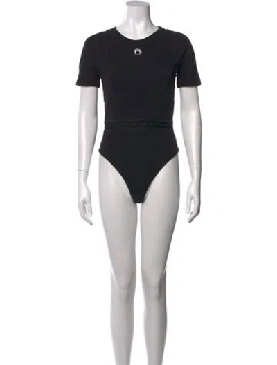Pre-owned Marine Serre Crew Neck Short Sleeve Bodysuit In Black