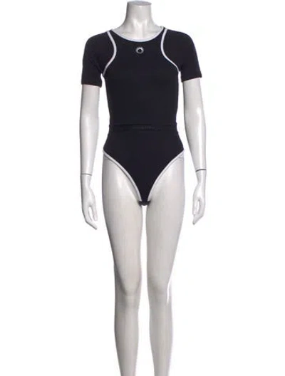Pre-owned Marine Serre Crew Neck Short Sleeve Bodysuit In Black