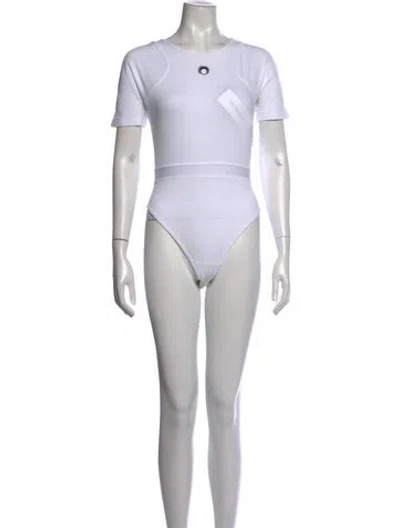 Pre-owned Marine Serre Crew Neck Short Sleeve Bodysuit In White