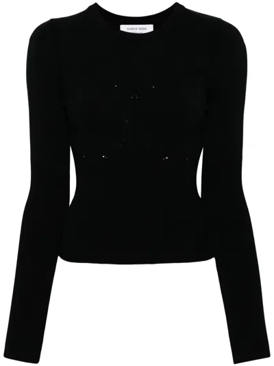 Marine Serre Crew Neck Straight Hem Jumper In Black