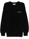 Marine Serre Black Half Cardigan Knit Crewneck Sweater In 黑色
