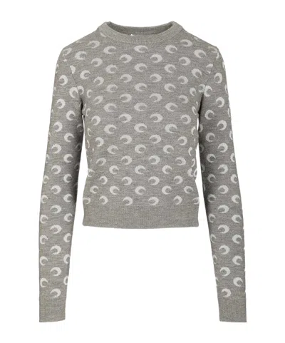 Marine Serre Crew Neck Sweater In Gray