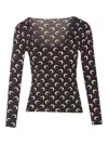 Marine Serre Moon Printed Jersey Square Neck Top Clothing In Black