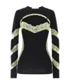 Marine Serre Illusion Effect Fitted Long Sleeve Top In Black