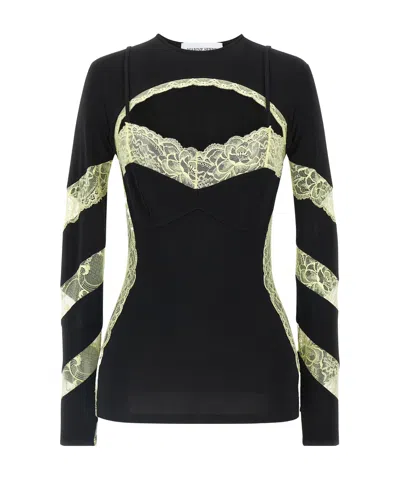 MARINE SERRE MARINE SERRE CREWNECK LACE-INSERT TOP