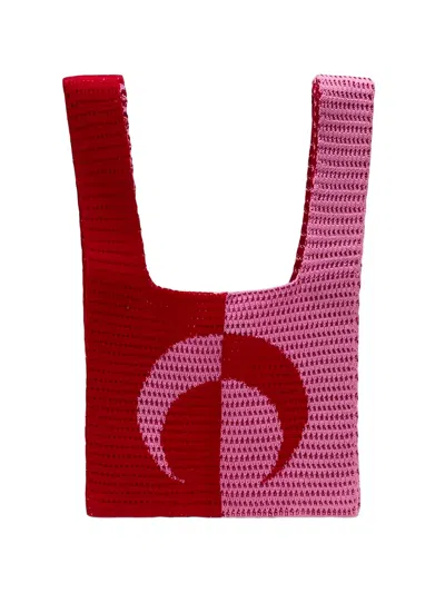 Marine Serre Crochet Crescent Moon Tote Bag In Pink