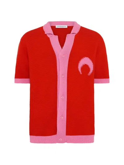 Marine Serre Crochet Moon Cardigan In Red