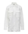 Marine Serre Crochet-panel Embroidered Long-sleeved Shirt In White