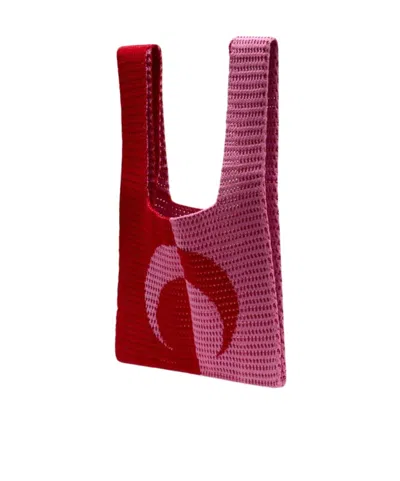 Marine Serre Crocheted Handbag In Red And Pink