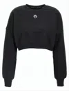 Marine Serre Cropped Black Long-sleeve Top With Minimalist Design In Black
