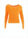 Marine Serre Cropped Fuzzy Sweater With Textured Surface In Orange