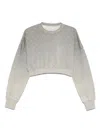 Marine Serre Cropped Grey Sweatshirt With Textured Fabric And In Gray