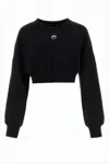 Marine Serre Cropped Black Long-sleeve Top With Minimalist Design In Black