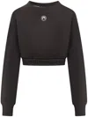 Marine Serre Moon Embroidered Cropped Knit Jumper In Black