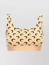 Marine Serre Beige Moon Printed Jersey Cropped Top