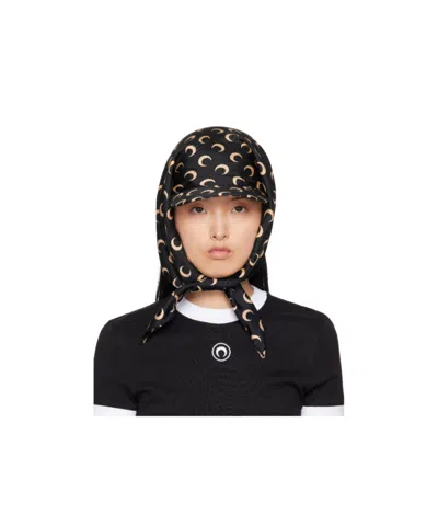Marine Serre Curved Brim Baseball Cap In Black