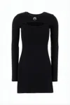 Marine Serre Cut-out Detail Long-sleeve Top With Ribbed Texture In Black