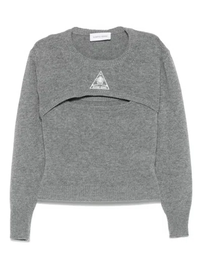Marine Serre Cut-out Sweater In Gray
