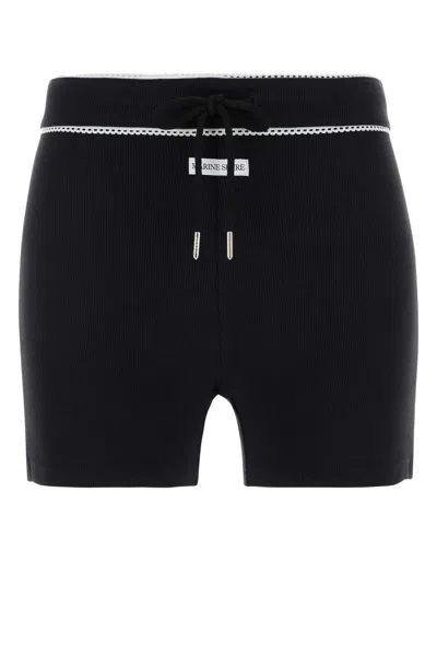 Marine Serre Ribbed Drawstring Shorts In Black
