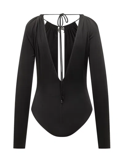 Marine Serre Cut-out Jewel Detail Bodysuit In Black