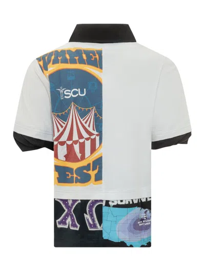 Marine Serre Cut-sleeve Polo With Unique Print In White