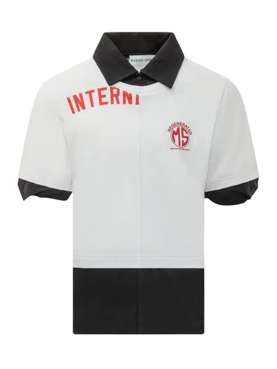 Marine Serre Cut-sleeve Polo With Unique Print In White