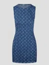 Marine Serre "denim Moon Mini Dress For In Blue