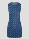 Marine Serre Deadstock Denim Moon-print Mini Dress In Blue